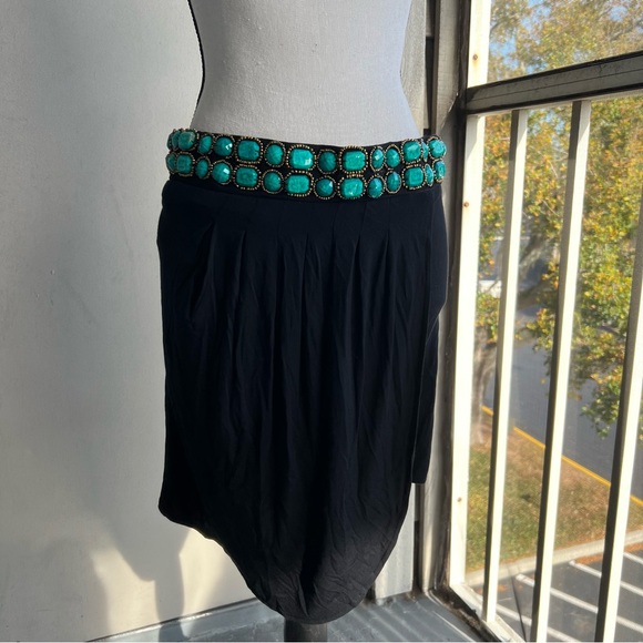 NWT Deadstock Y2K Cache Black Off-Shoulder Top with Turquoise Detail - Picture 8 of 10